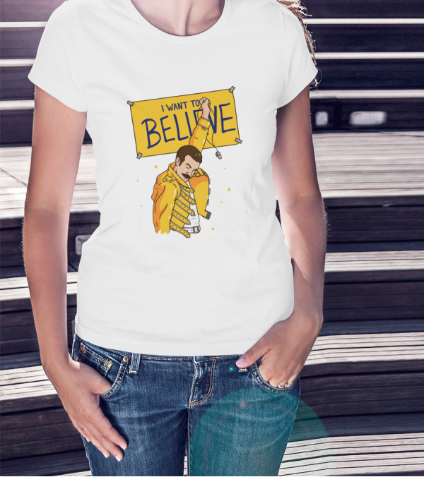 I WANT TO BELIEVE Yellow Jacket Mustache Iconic Pose T-Shirt