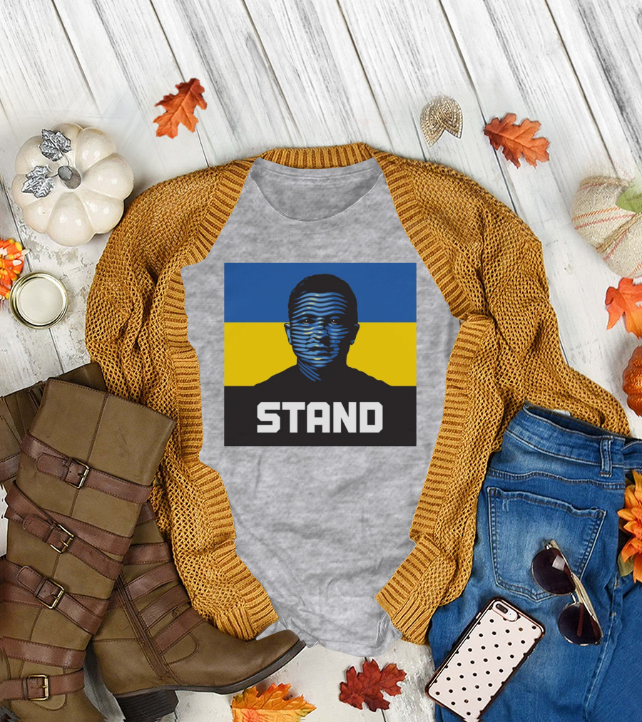 Morneaults Stand Ukraine Flag Face Lines T-Shirt
