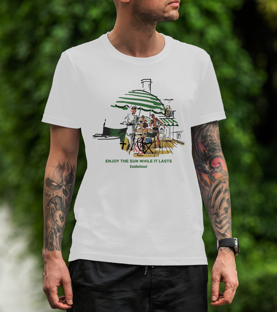 ENJOY THE SUN WHILE IT LASTS Endolour Deck Gathering Scene T-Shirt