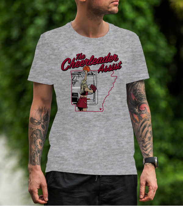 The Cheerleader Assist Arkansas Basketball Rim Scene T-Shirt