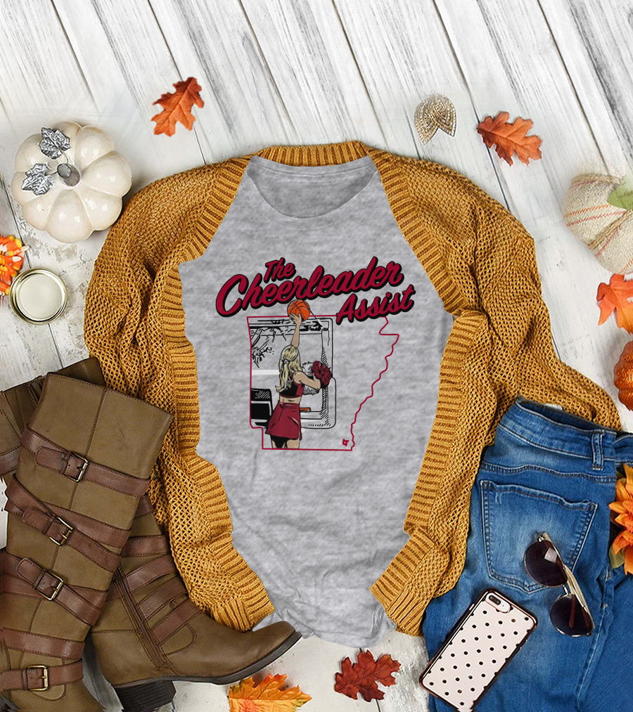 The Cheerleader Assist Arkansas Basketball Rim Scene T-Shirt