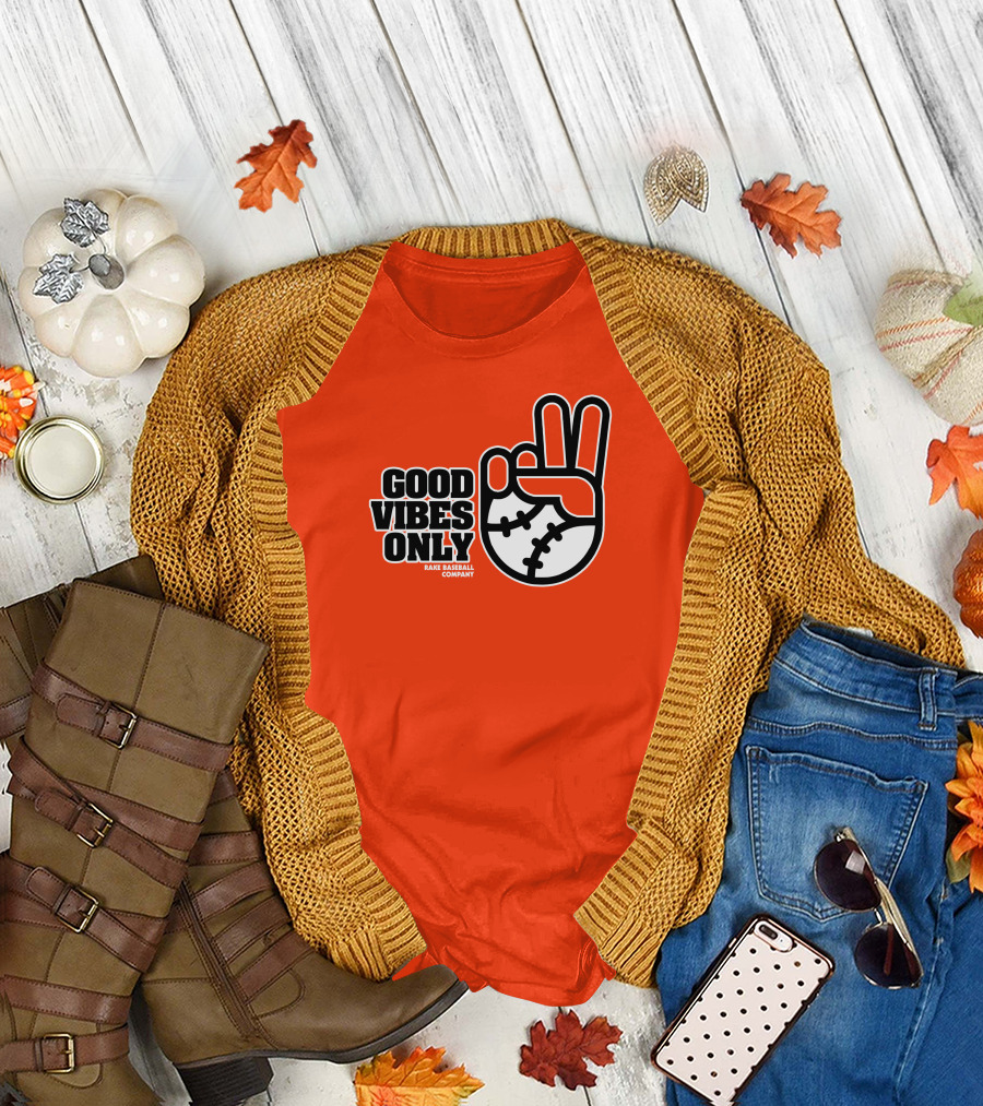 Good Vibes Only Peace Baseball Rake Baseball Company T-Shirt