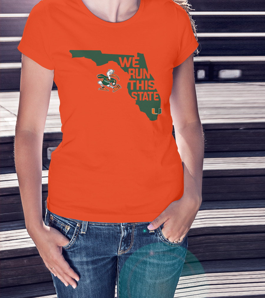 We Run This State Miami Hurricanes Florida Map Vector T-Shirt