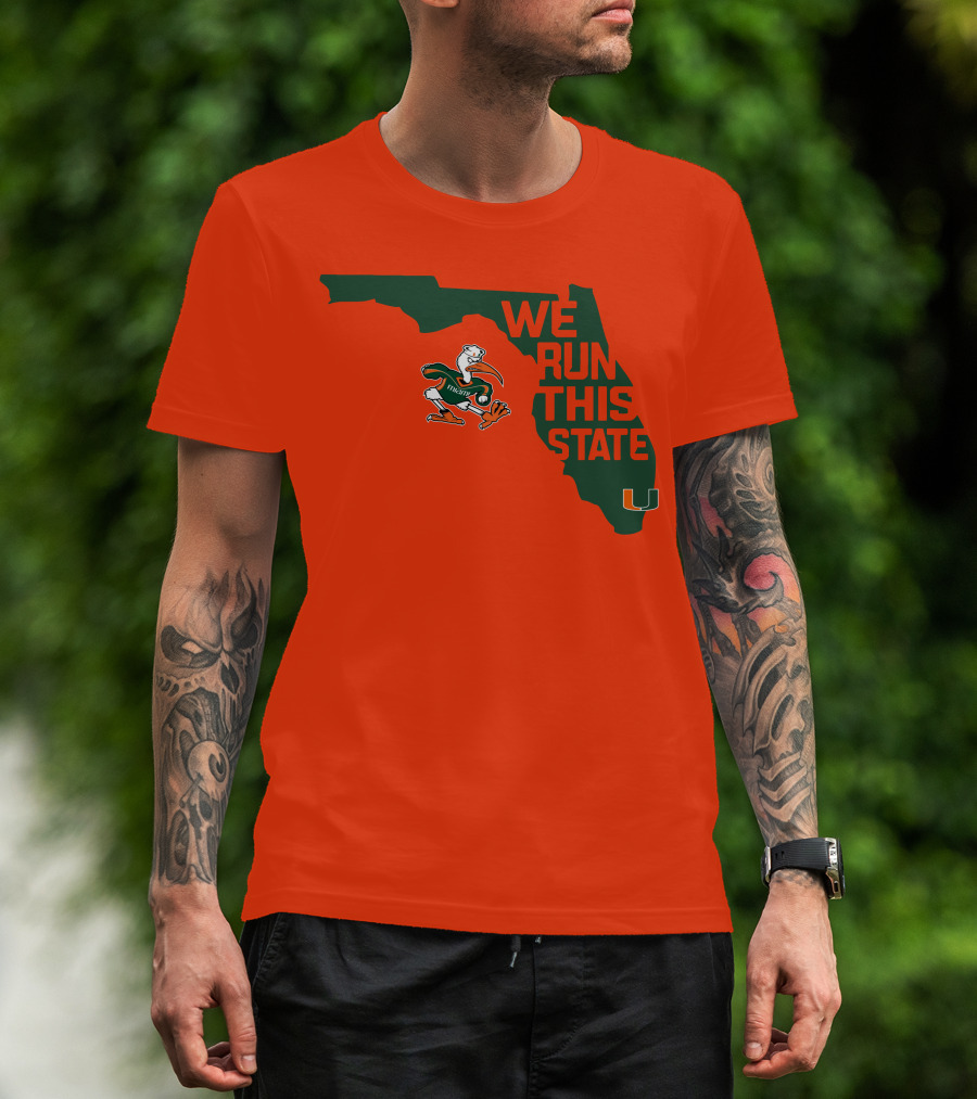 We Run This State Miami Hurricanes Florida Map Vector T-Shirt