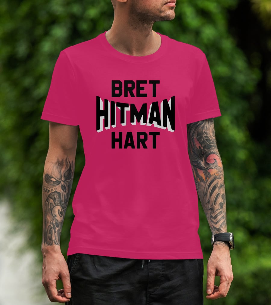 Roots Of Fight Bret Hitman Hart Pink T-Shirt