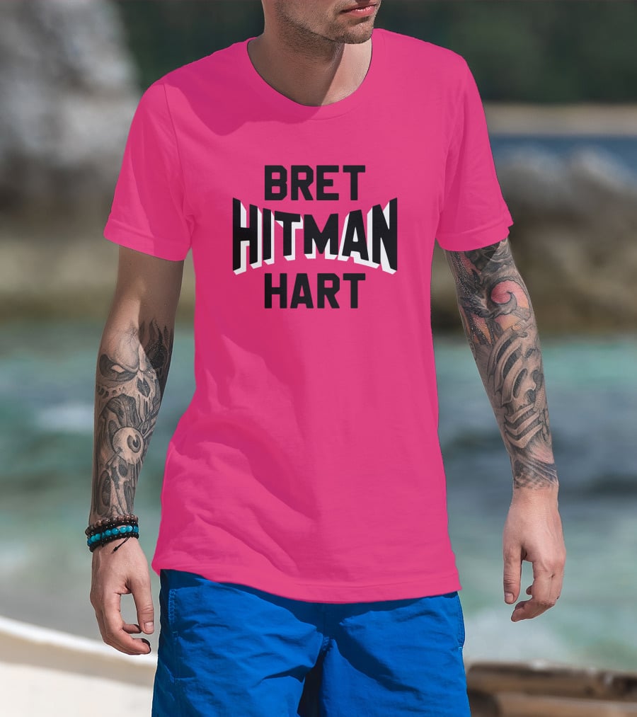 Roots Of Fight Bret Hitman Hart Pink T-Shirt