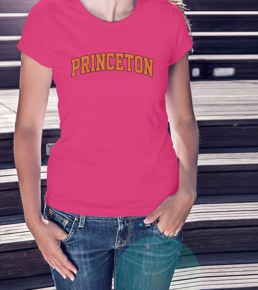 Princeton Arch Style Text Bold Pink Background T-Shirt