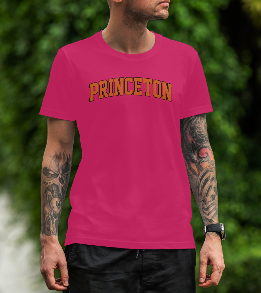 Princeton Arch Style Text Bold Pink Background T-Shirt