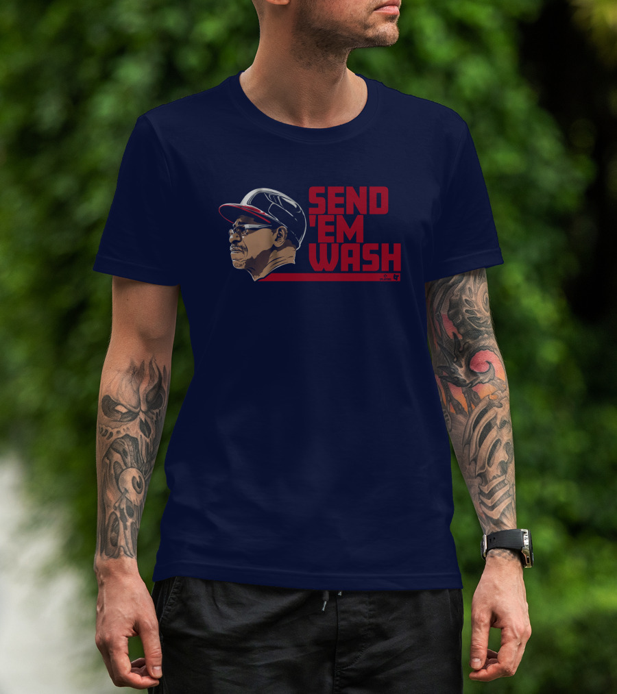 Ben Verlander Wearing Send 'Em Wash Ron Washington Flippin' Bats Podcast T-Shirt