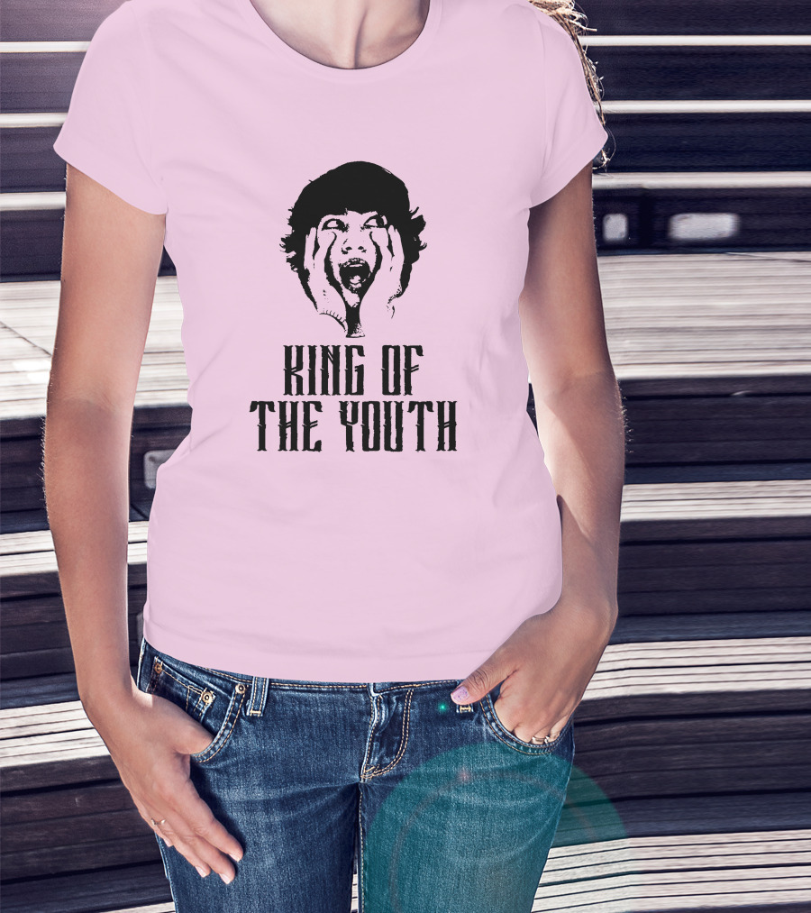 Baylen Levine Merch Store King Of The Youth Pink Graphic Featuring Shouting Face T-Shirt