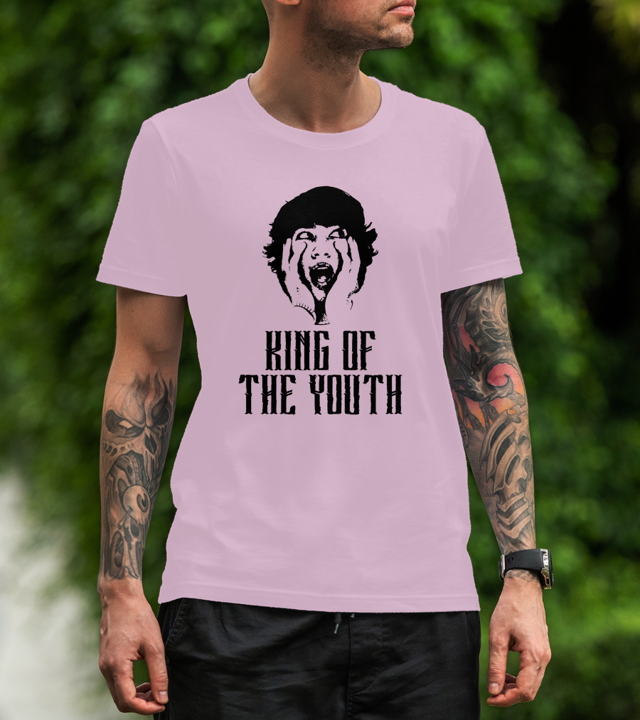 Baylen Levine Merch Store King Of The Youth Pink Graphic Featuring Shouting Face T-Shirt