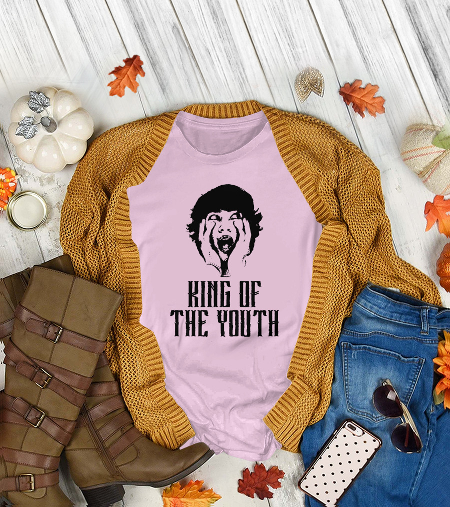 Baylen Levine Merch Store King Of The Youth Pink Graphic Featuring Shouting Face T-Shirt