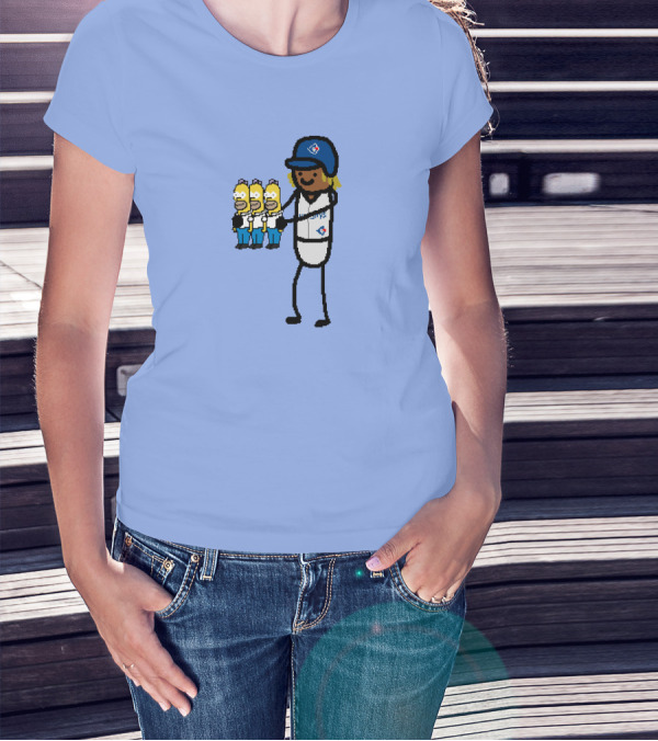 Toronto Blue Jays Vladimir Guerrero Jr. Holding Cartoon Characters And Three Homers T-Shirt