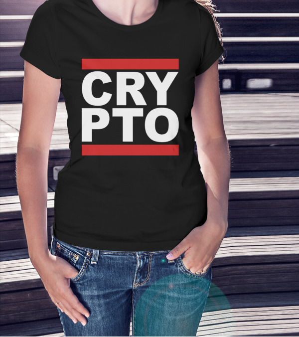 CRYPTO Bold Text Red Accents T-Shirt