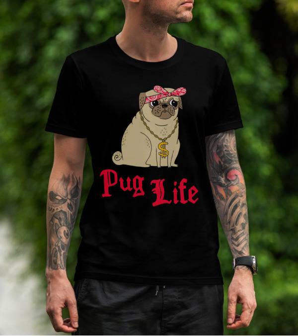 Gemma Correll Pug Life Dollar Sign Chain Bandana T-Shirt