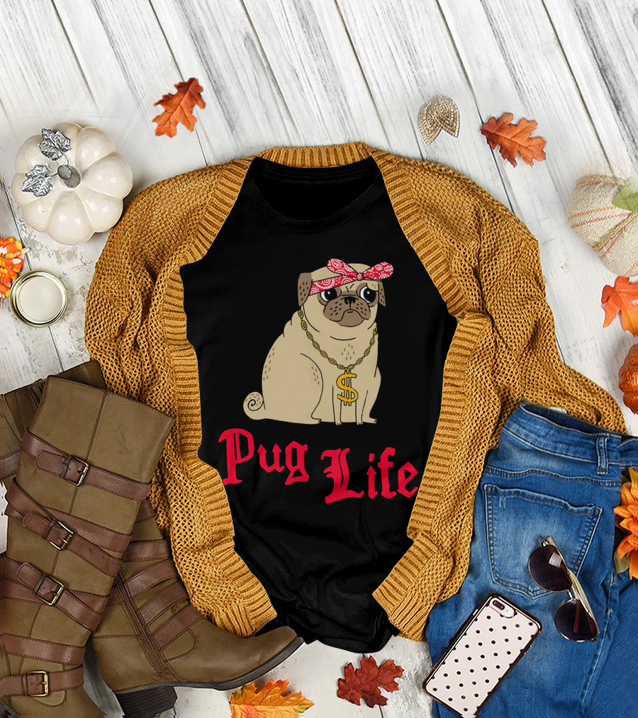 Gemma Correll Pug Life Dollar Sign Chain Bandana T-Shirt
