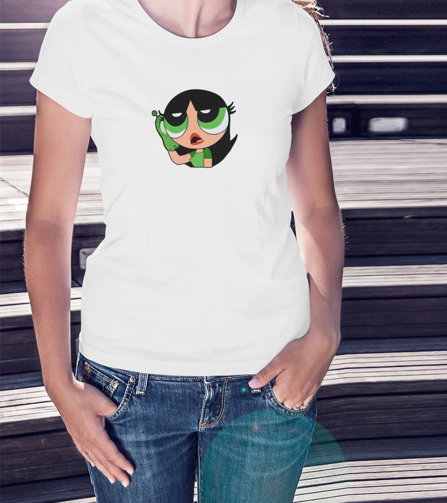 The Powerpuff Girls Buttercup Talking To Broccoli Phone Animation T-Shirt