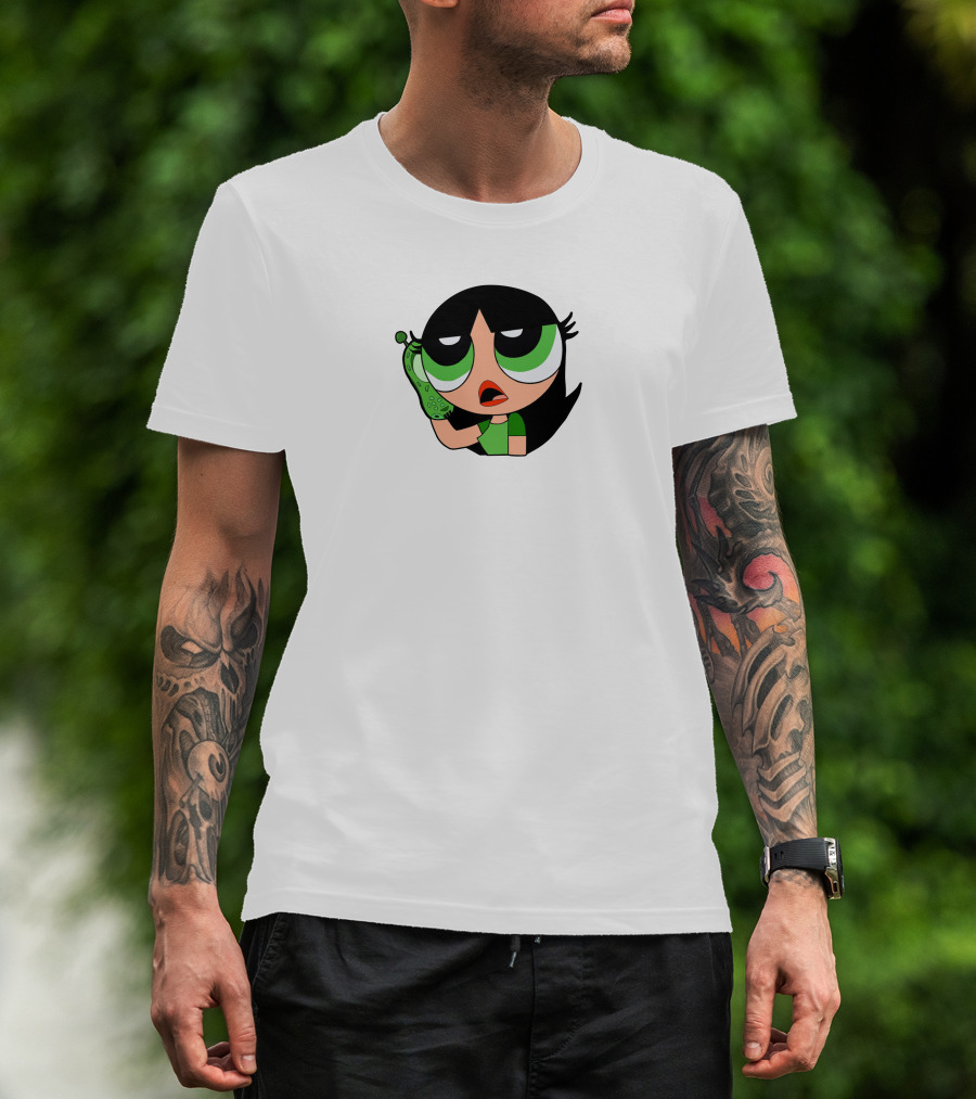 The Powerpuff Girls Buttercup Talking To Broccoli Phone Animation T-Shirt