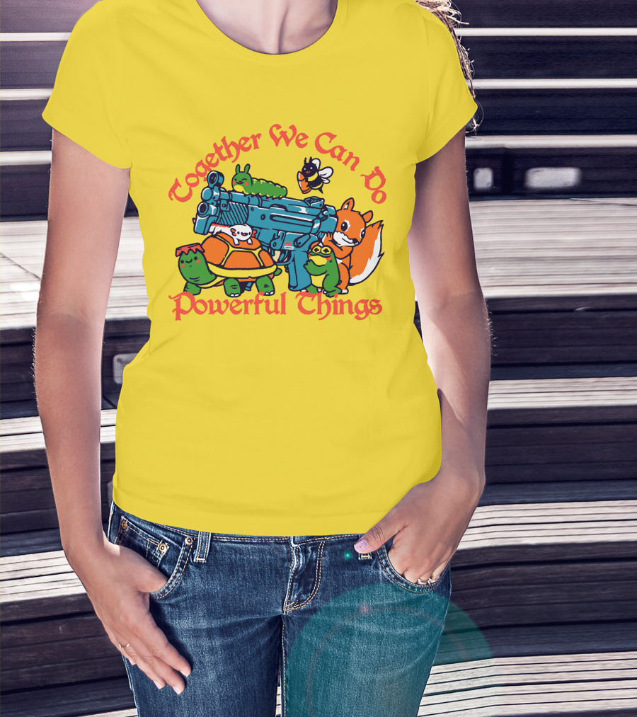 Together We Can Do Powerful Things Animals And Blue Water Gun T-Shirt