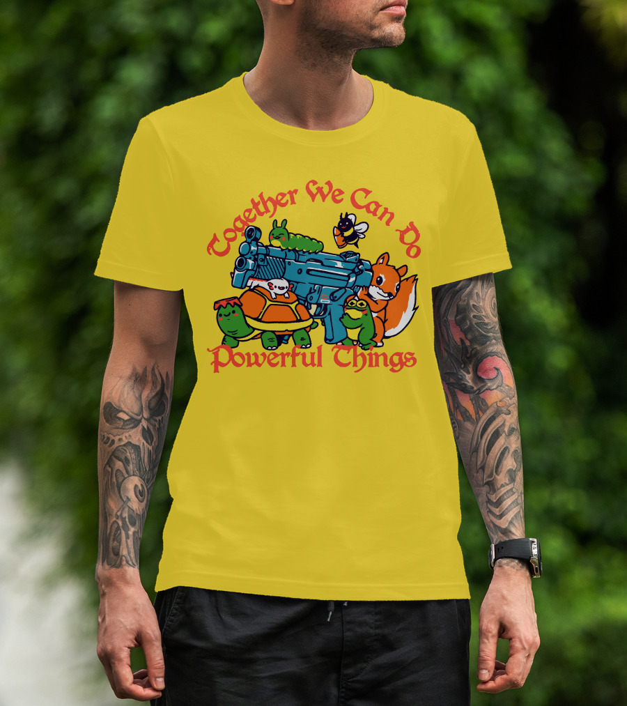 Together We Can Do Powerful Things Animals And Blue Water Gun T-Shirt
