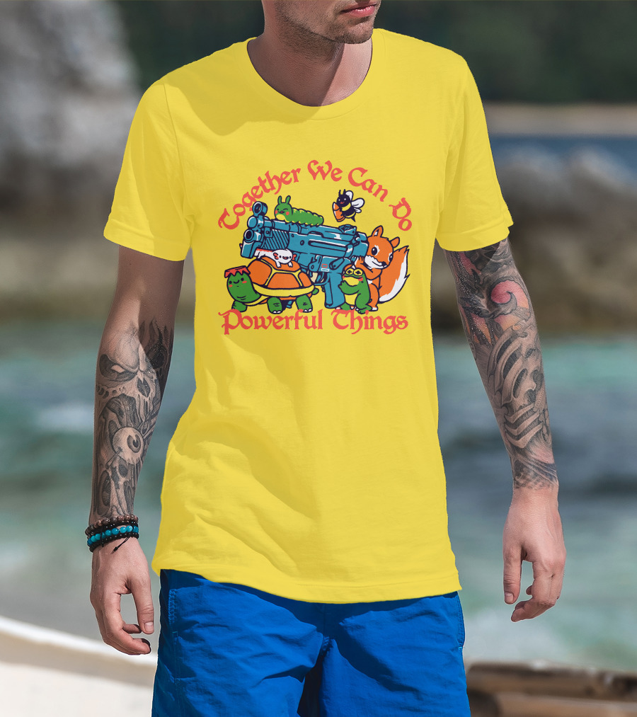 Together We Can Do Powerful Things Animals And Blue Water Gun T-Shirt