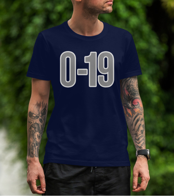 Casual Hoya Celebrate Georgetown's Record 0 19 Navy Blue T-Shirt