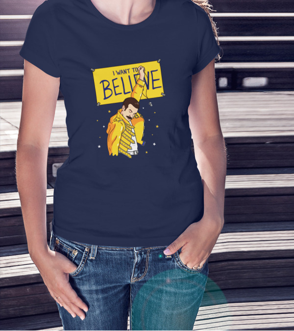 Lauroslin I Want To Believe Freddie Parody Optimistic Coach T-Shirt
