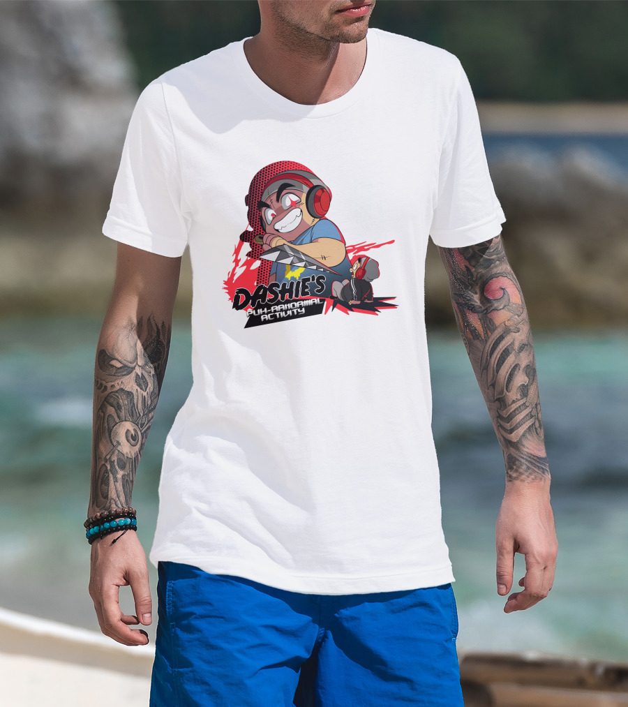 Dashiexp Merch Dashie's Puh-Ranormal Activity Red Headphones Cartoon Character T-Shirt