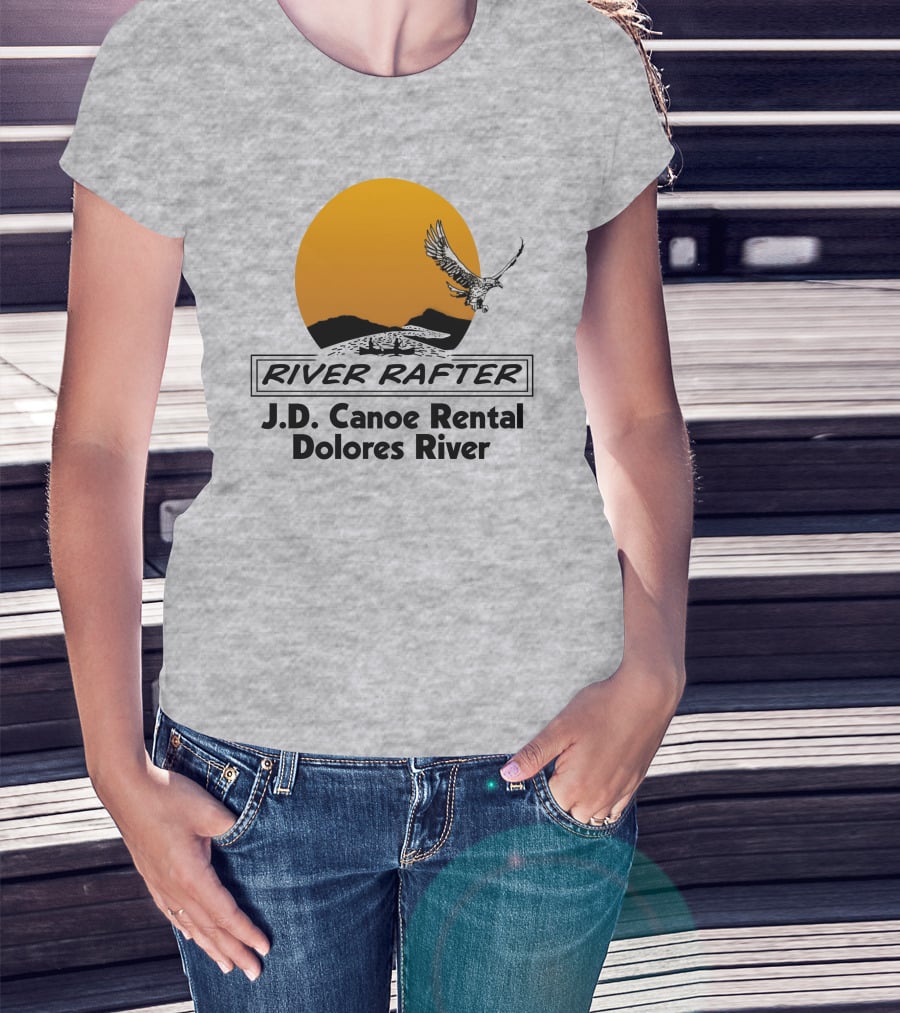 River Rafter J.D. Canoe Rental Dolores River Eagle Sunset T-Shirt