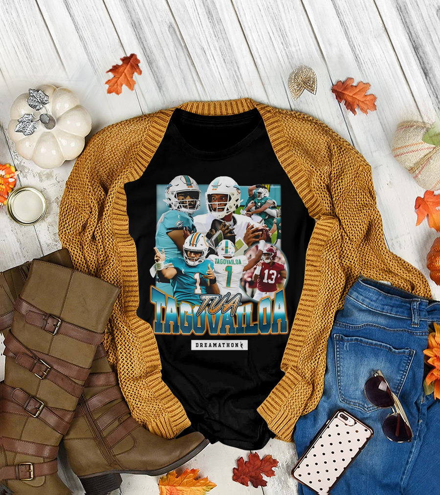 Tua Tagovailoa Dreamathon Quarterback Highlights NFL Football Action T-Shirt