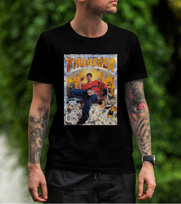 Thrasher Skater Of The Year 1999 Brian Anderson Cover With Money Explosion Scene T-Shirt
