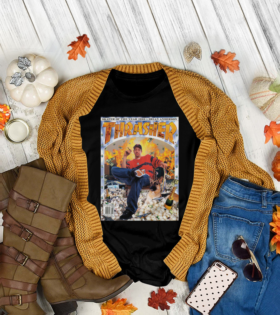 Thrasher Skater Of The Year 1999 Brian Anderson Cover With Money Explosion Scene T-Shirt
