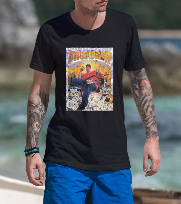 Thrasher Skater Of The Year 1999 Brian Anderson Cover With Money Explosion Scene T-Shirt