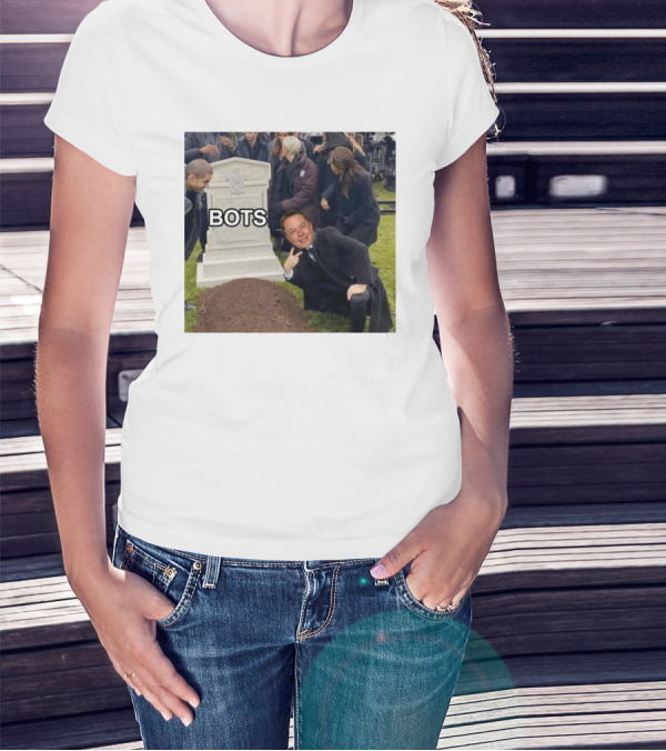 Rip Elon Musk Bots Cemetery Humor Image T-Shirt