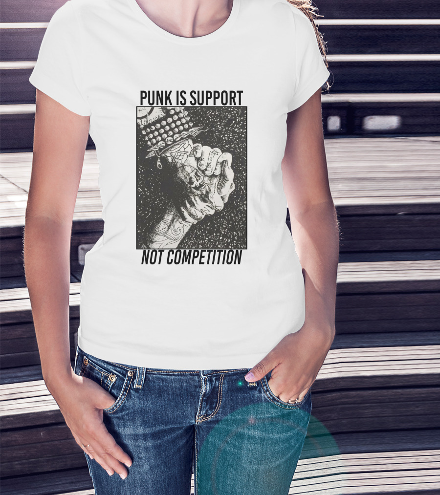 Punk Is Support Not Competition No Gods No Masters Spiked Leather Unity T-Shirt