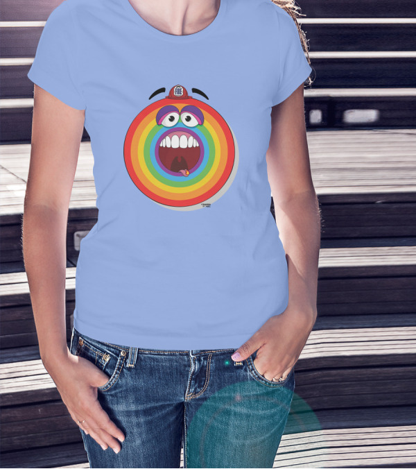 Firefighter Rainbow Face With Comic Mouth By Ernest Doty T-Shirt