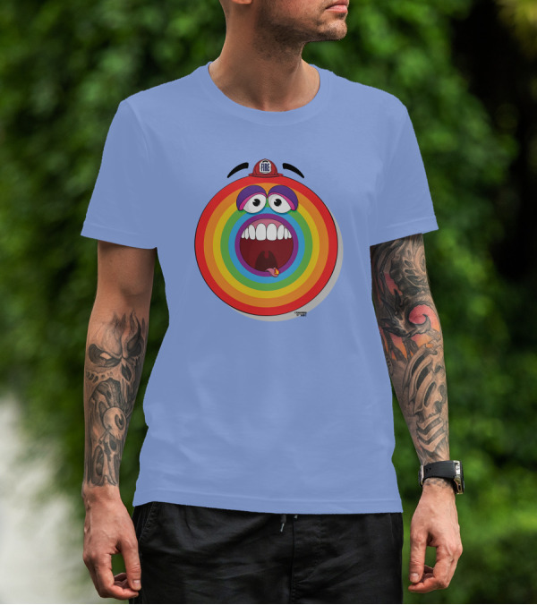 Firefighter Rainbow Face With Comic Mouth By Ernest Doty T-Shirt
