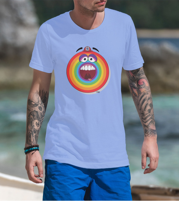 Firefighter Rainbow Face With Comic Mouth By Ernest Doty T-Shirt