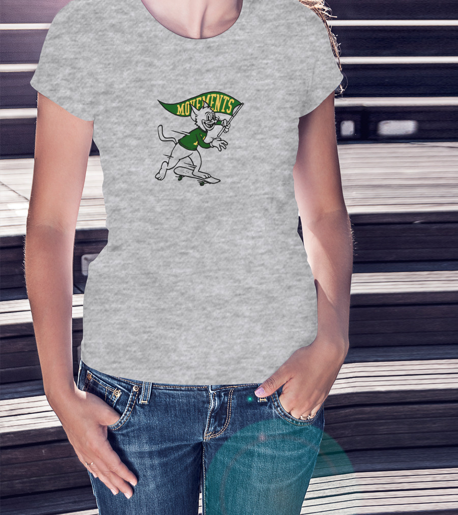 Movements Skateboarding Cat With Flag T-Shirt
