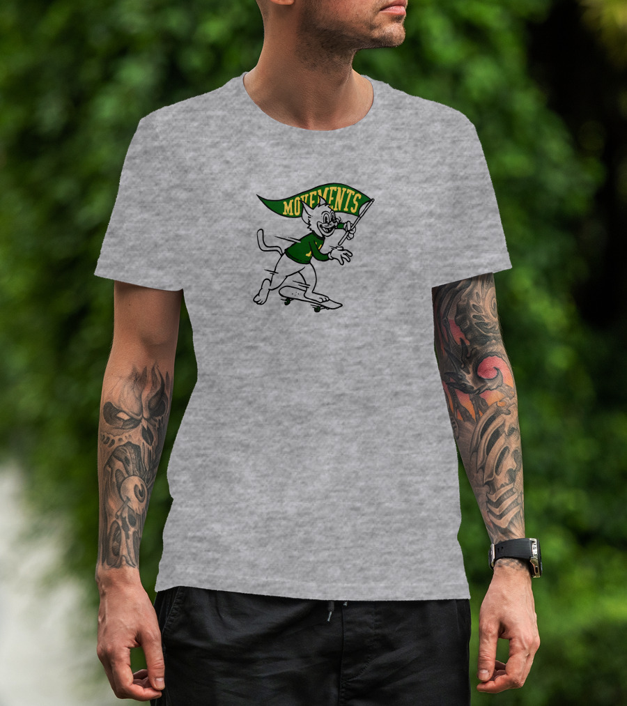 Movements Skateboarding Cat With Flag T-Shirt