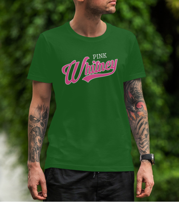 Pink Whitney Retro Bold Script Green Background T-Shirt