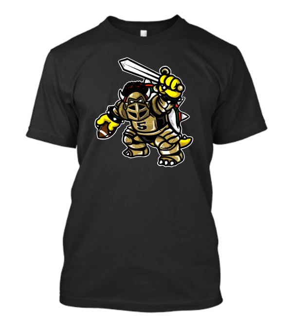 Isaiah Bowser Toon Character With Football And Sword T-Shirt