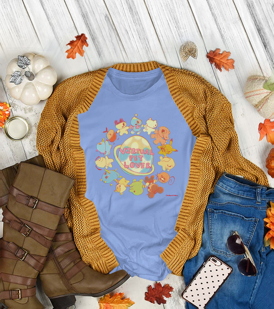 Virtual Pet Lover Colorful Cute Characters Circle T-Shirt