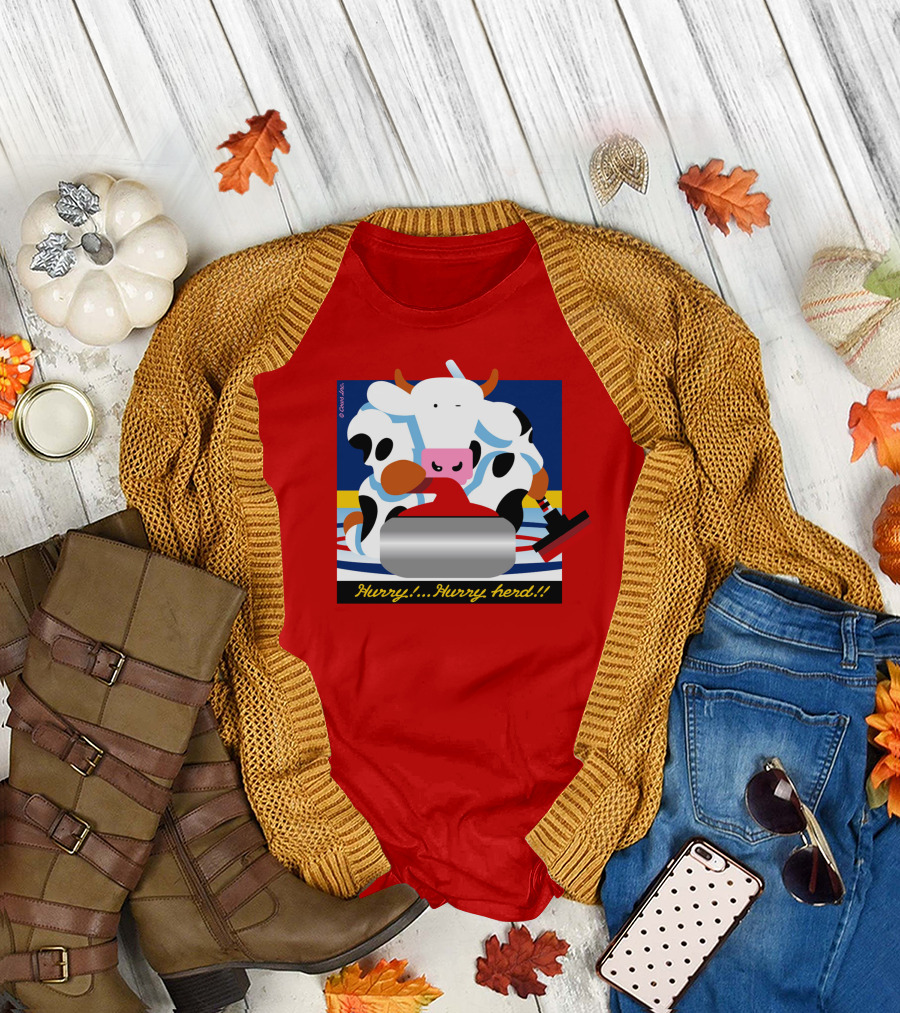 Hurry Hurry Herd Cow Curling Sweep T-Shirt