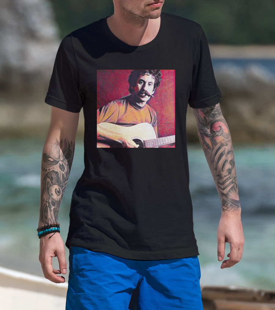 Jim Croce Playing Acoustic Guitar T-Shirt