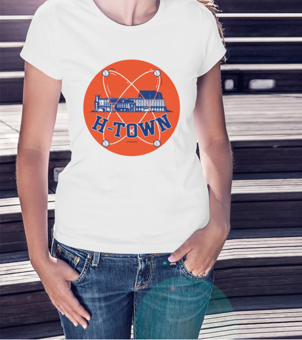 H-Town D-Texan Baseball Landmark Iconography T-Shirt