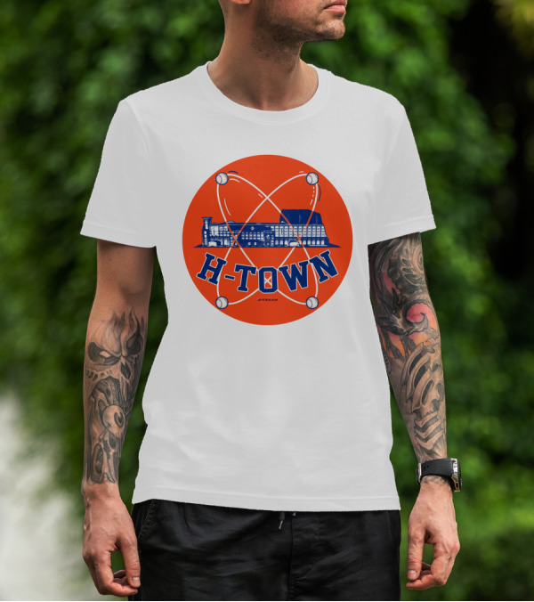 H-Town D-Texan Baseball Landmark Iconography T-Shirt
