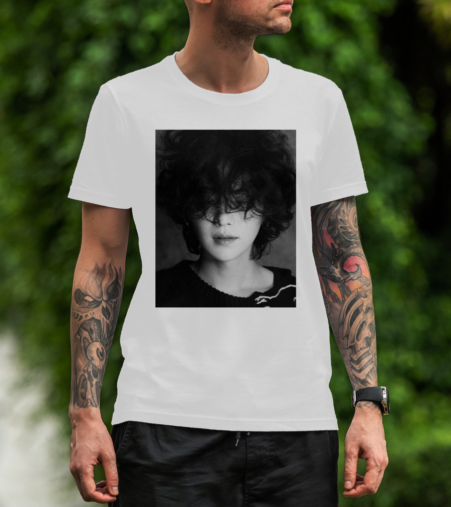 Suga Min Yoongi's Face Black And White Curly Hair T-Shirt