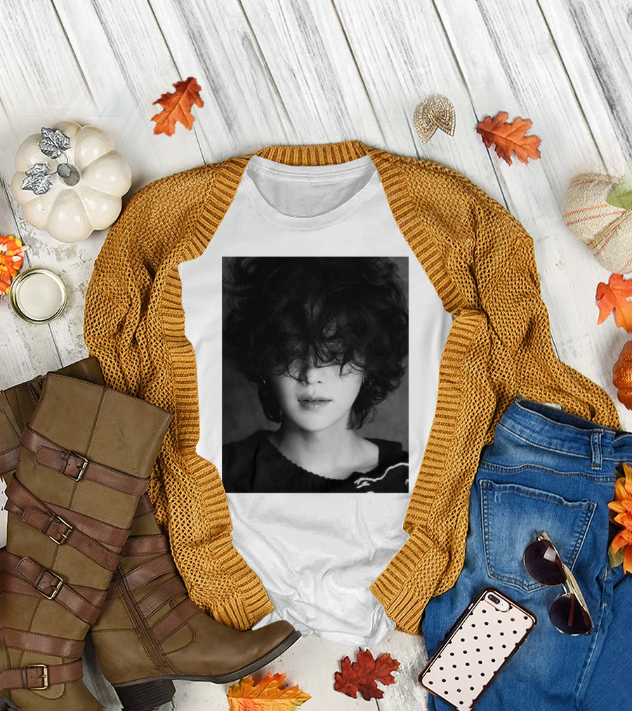 Suga Min Yoongi's Face Black And White Curly Hair T-Shirt