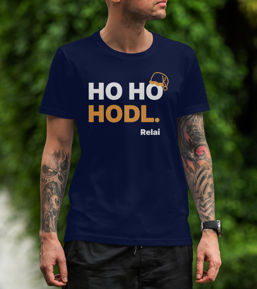 Ho Ho Hodl Relai Christmas Santa Hat Bitcoin T-Shirt